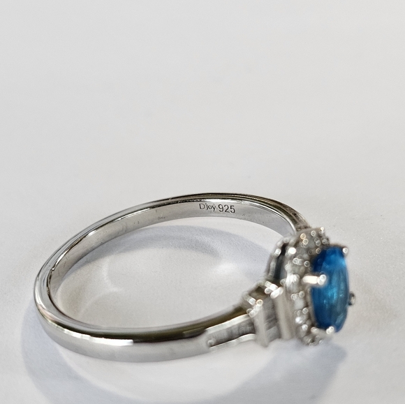 Genuine Neon Apatite & Diamond Ring Platinum over Sterling Silver Sz 10! ✨️ - Picture 8 of 11